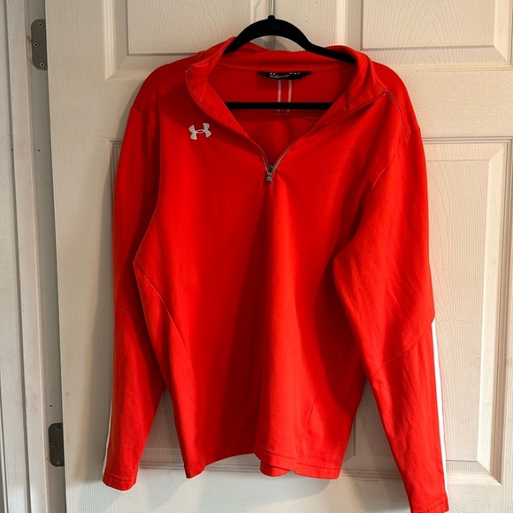 Men’s orange quarter zip sweatshirt size medium under armor - Picture 1 of 5